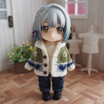 ハートがいっぱいカーディガン【モスグリーン】＊ミキちゃんマキちゃん・ねんどろいどどーる・オビツ11