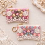 インド刺繍リボンのカラビナ付きミニポーチ （送料無料 ギフト プチギフト プレゼント 贈り物 ポーチ）