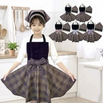 成長と共に楽しむ 子供 サーキュラー型 エプロン 100~160cm チェック柄 ラベンダー