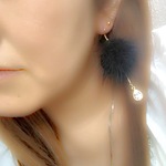 再販💎大人Blackファー💎フックピアス💎アレルギー対応樹脂フックピアス💎イヤリング