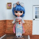 ネオブライス用　本格振袖セット（ブルー系小花柄）
