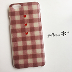 ハート付き 冬にあったか布柄 スマホケース iPhoneケース