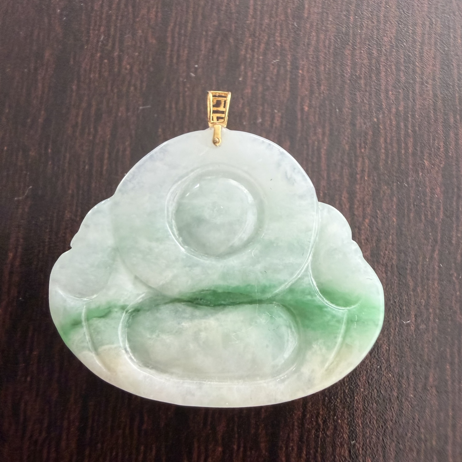 天然翡翠 布袋様 ペンダントトップ 彫刻 縁起物 ミャンマー産 k18