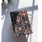 インド刺繍生地で仕立てた特別な『文庫本専用』ブックカバー　ブラックシュガーポップ