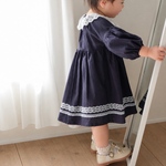 【3colors】フリル襟のワンピース　90~130サイズ　　（入園式 / 卒園式 / 入学式 / フォーマル / ワンピース / 入園祝 / 入学祝 / プレゼント / 女の子）