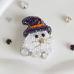 きらきら魔法使いおばけのビーズ刺繍ブローチ［ハロウィン］