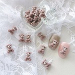 10pcs ＊   もこもこ テディベア ネイルパーツ （グレージュ）（1016）
