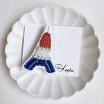 エッフェル塔　ビーズ刺繍　ブローチ