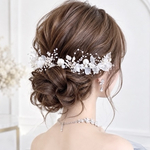 ♥️800  【ゴールド/シルバー】パール フラワー  ヘッドドレス  /  ブライダル バックカチューシャ  成人式 結婚式 小枝 ヘッドアクセサリー
