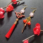 お狐様のお神楽ピアス(イヤリング)【和ゴス】【アジアン】【華ロリ】【お稲荷さん】【狐面】【卒業式】【着物】【袴】【成人式】【浴衣】【和風】