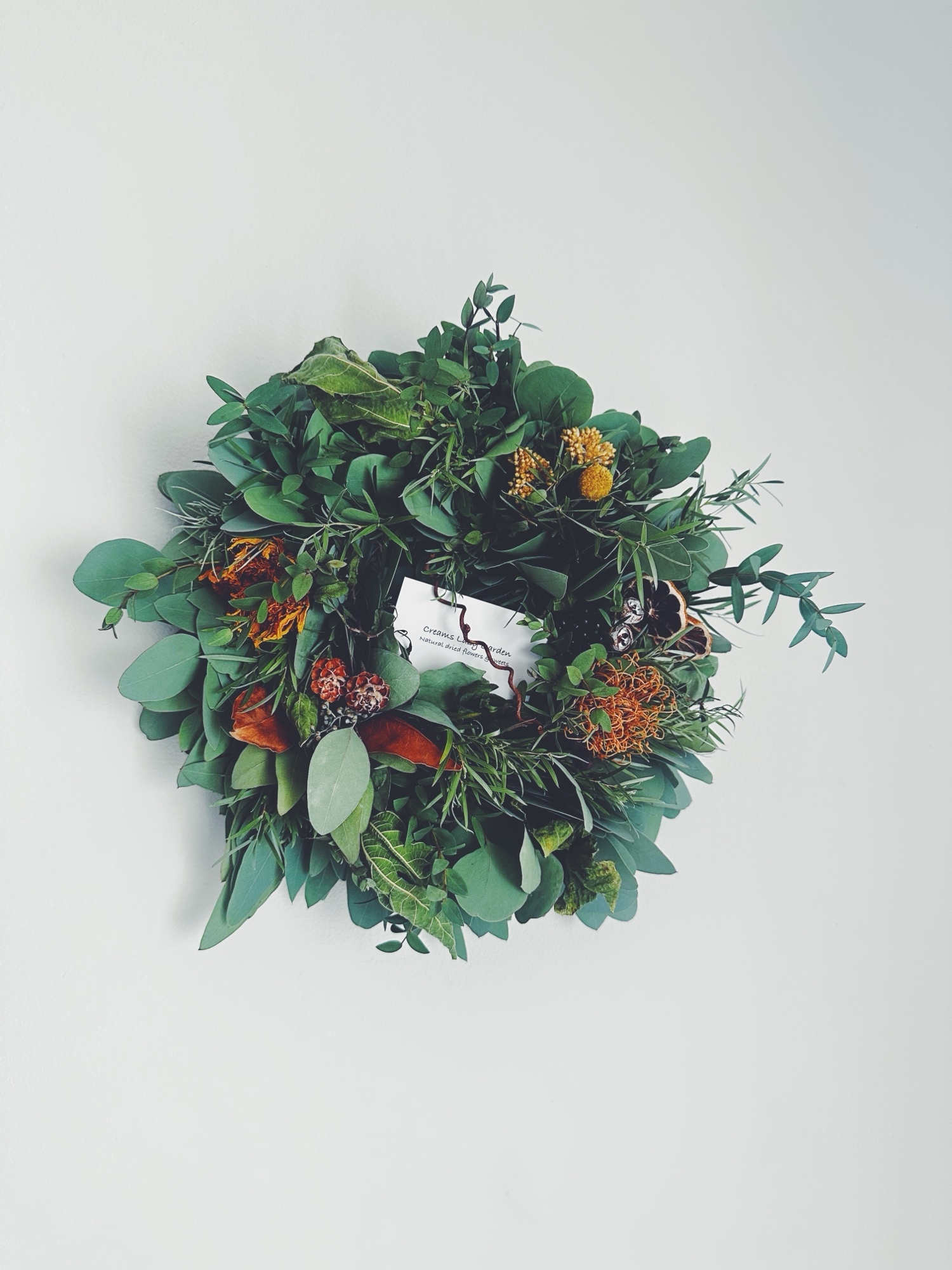 6-10 Botanical wreath white 白い実とドライレモネードのフレッシュ