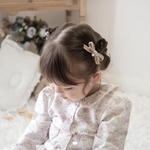 ベルベットパールリボン【mini】【2個セット】　ベロア　リボン　姉妹お揃い　キッズ　ベビー　ヘアピン　ヘアクリップ　ミニリボン　秋　冬
