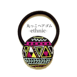 丸っこヘアゴム ethnic -purple×yellow-