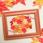 紅葉とりすのフレーム飾り＊ちりめんつまみ細工