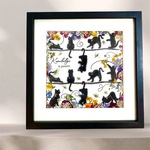 キュートなねこさんたち　押し花アート額　黒タイプ