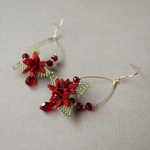 送料無料[縫い針で編んだ可憐なお花]シルクイーネオヤ(トルコ刺繍)ピアス/イヤリング　ギフトラッピング無料