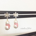 コットンパール雪だるま イヤリング/ピアス