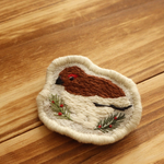ライチョウ　ワッペン風刺繍ブローチ