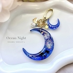 【訳あり価格】南国の夜空と花火｜海の三日月キーホルダー