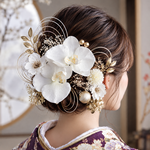 豪華であざやかなお色合わせの和装髪飾り   ～紺青を添えて～