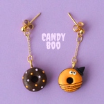 【9/26(土)21時販売開始】ハロウィンドーナツ（オレンジver.）ピアス/イヤリング/チャーム＊ミニチュア