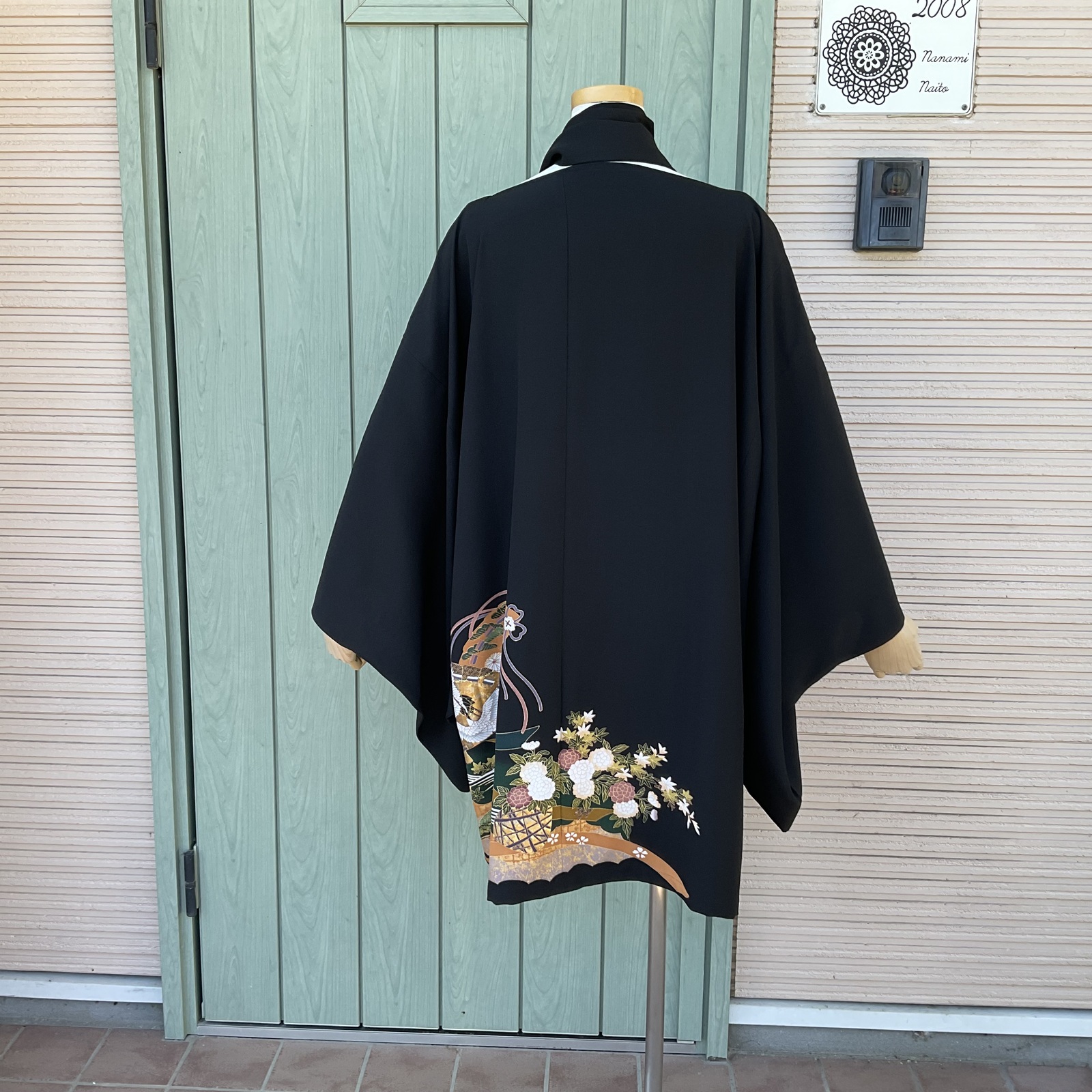W379 着物リメイク 着物袖チュニックワンピ(ストール付