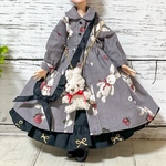 うさぎさん付き♪グレーうさぎ。秋冬限定販売22センチドール ドレスセット