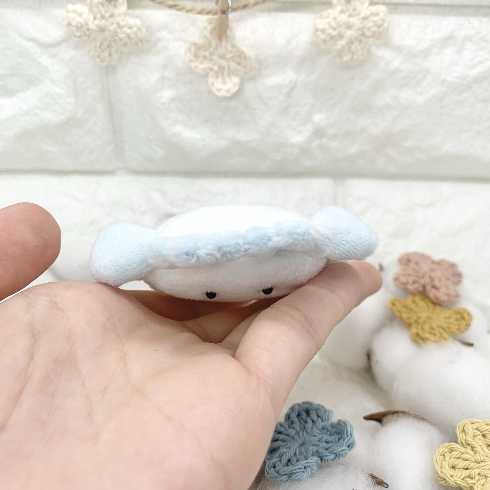 ぬいぐるみ　ハンドメイド　20㎝ ややぴい ぬいぐるみ こつぶ《ピュアホワイト×サックス》 - あやさ工房