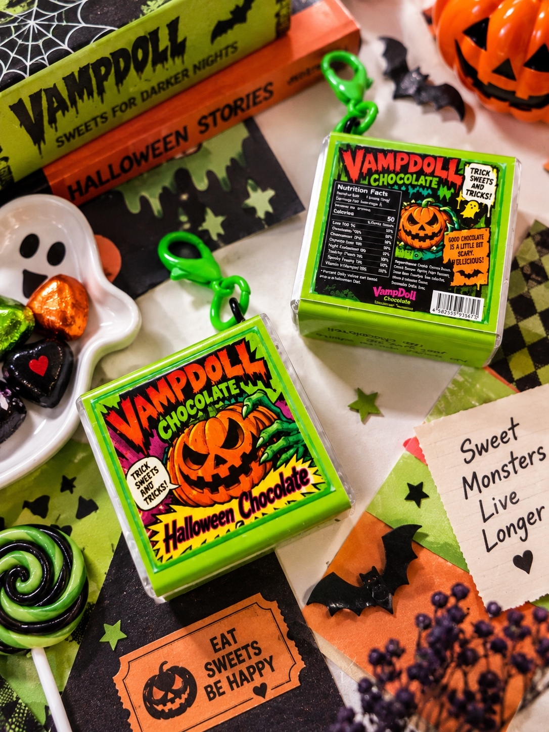 ハロウィンの1粒チョコレートチャーム(カボチャC） - VampDoll