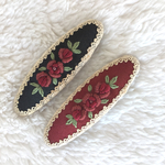 刺繍バレッタS レースローズ