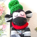 SALE！クリスマス【ソックモンキー】「ねむねむ」　　ぬいぐるみ　ラズベリー