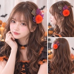 ハロウィン髪飾り🎃ヘアアクセサリー＊仮装パーティー＊オレンジ＊黒のレース