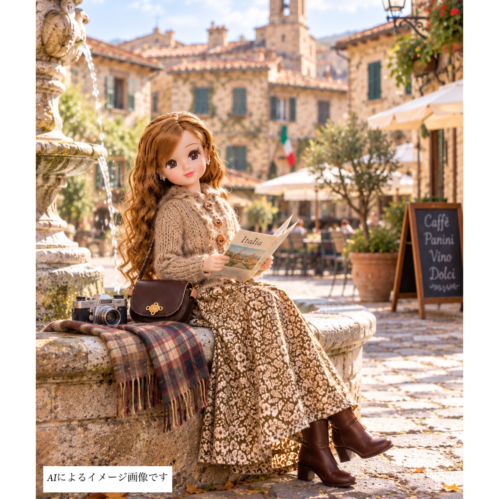 ✨新品極美42✨秋〜まるでリカちゃん❣✨セレブカワイイ〜秋からの７分袖チュニ✨ リカちゃん／服／セーター／ロングスカート／秋色／薄茶 - STARLIKE'S