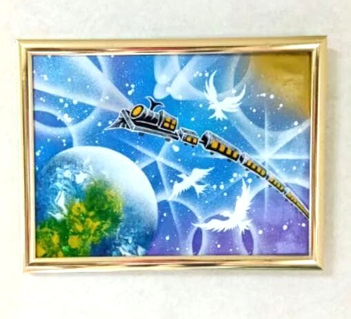 スプレーアート・A4・額付き【銀河鉄道＆宇宙】 - A-Store | minne