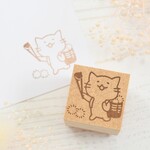 栗拾いをする猫のはんこ