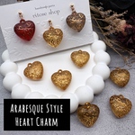 【brsr4904acrc】【４個】Arabesque Style Heart Charm  手染め