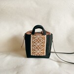 インド刺繍 × 帆布  ポケットいっぱいの２ｗａｙショルダー巾着トート／黒　ペットボトルホルダー付き・長財布