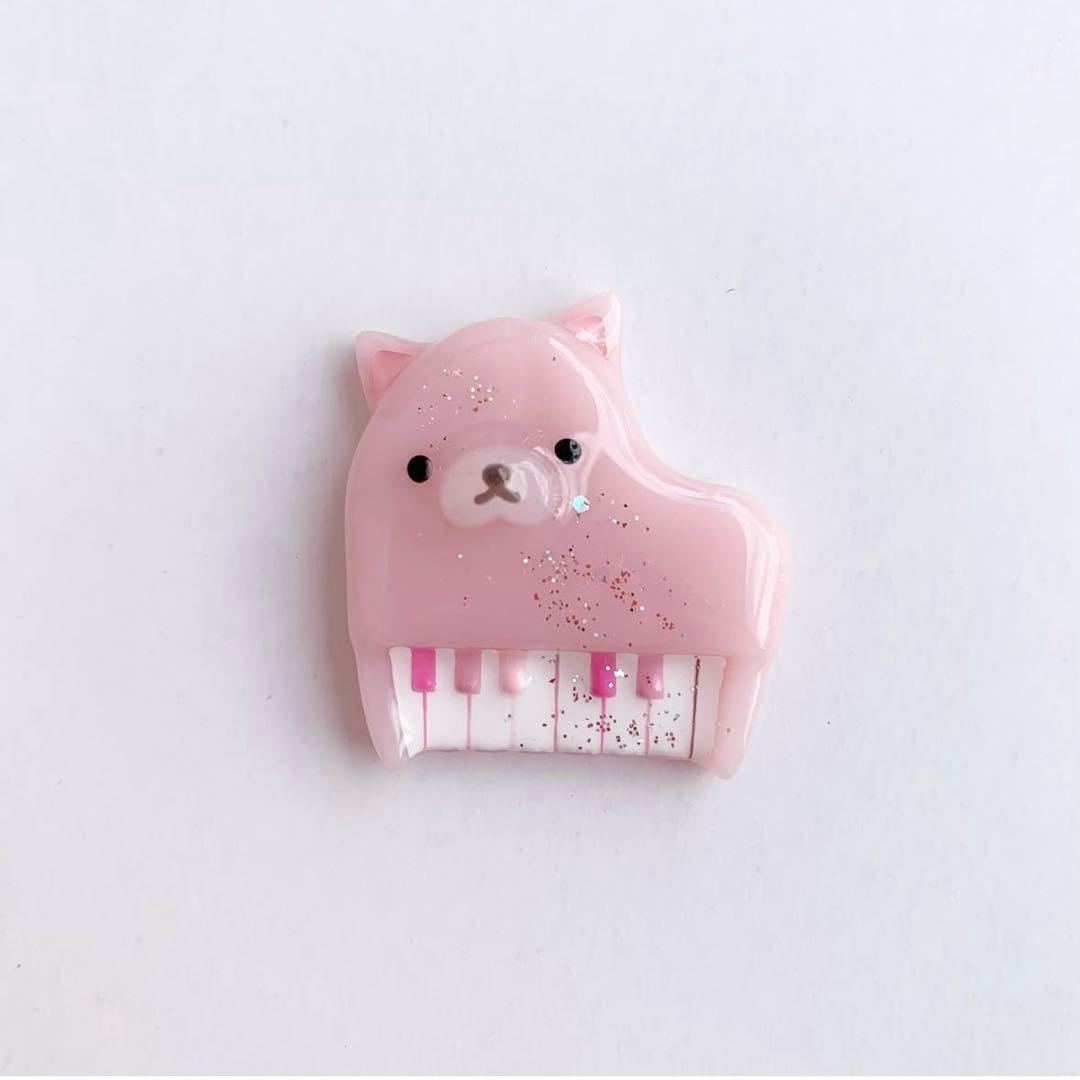 4802】ピアノ ピンク猫ちゃんグランドピアノ型ヘアゴム 猫ピアノ piano