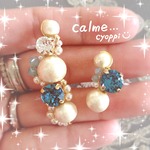9/21〜再販♡ペア♡コットンパールと大粒スワロのイヤーカフ♡ブルー