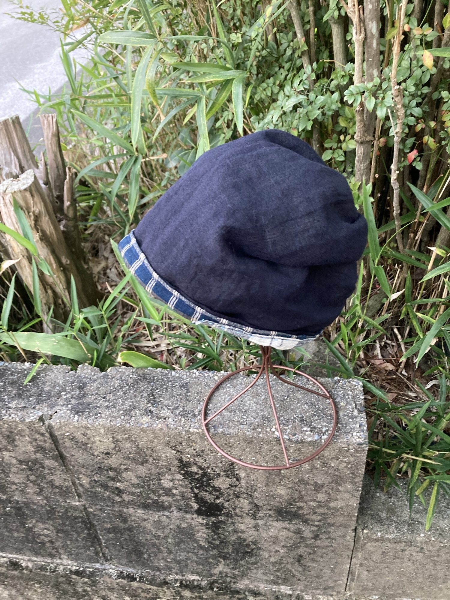 C46 襤褸 帽子 古布 リメイク 藍染 藍染め パッチワーク 継ぎ接ぎ