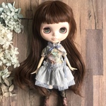 【summer SALE】  2787 ブライス さんのお洋服  猫×ブルー×リボン　 ワンピースBlythe ブライス リカちゃん アウトフィット 洋服 猫 
