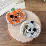 ジャック・オー・ランタンのビーズ刺繍ブローチ/バッグチャーム