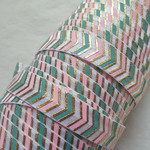 ヘアタイに　CHEVRON(シェブロン)柄　グリーン✖ピンク　伸縮リボン