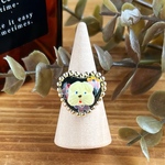 ホイップ犬とビーズ刺繍のリング (ハート、ブラック)