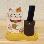 トールペイント  印鑑(シャチハタ)スタンド  招き猫 イエロー