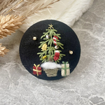 刺繍ブローチorヘアゴム✳︎クリスマスツリーBlack