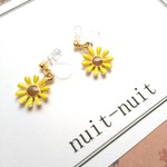 【再販】【P】ひまわりの樹脂ノンホールピアス(樹脂製イヤリング)（お花チャームシリーズ）