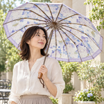 日傘 雨傘 折りたたみ傘 和傘 骨16本 晴雨兼用 完全遮光 UVカット F2/紫陽花パープル