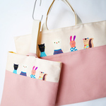 ［セット］動物たちのレッスンバッグと上履き入れA（ピンク）