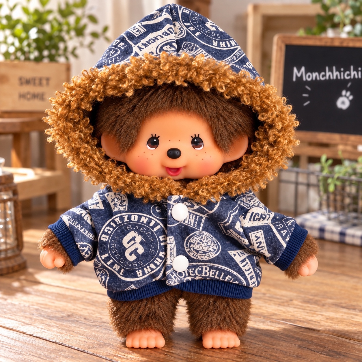 モンチッチ お洋服 SS S M ファーパーカー セットアップ アラン風